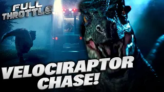 Jurassic World (2015) Ambulance Raptor Chase Scene | Full Throttle