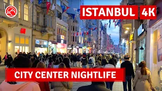 Istanbul City Center Nightlife Taksim Square 1 March 2023 Walking Tour|4k UHD 60fps