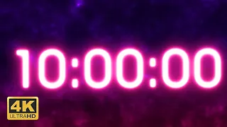 10 Hours Countdown Timer - Neon [4K]