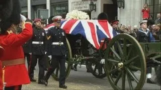 Margaret Thatcher's funeral: Gun carriage carries coffin to cathedral
