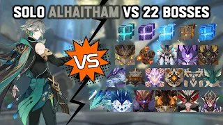 Solo C0 Alhaitham vs 22 Bosses Without Food Buff | Genshin Impact