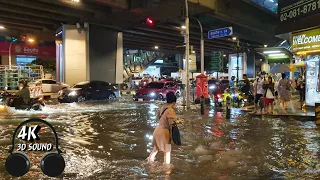 [4K] Flood in Thailand 2020 | Walking in Rain Bangkok Sukhumvit Road