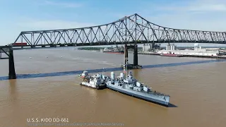 Incredible Footage - Bird's Eye View of USS KIDD's Historic Move from Cradle