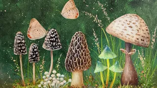 How to Paint a Mushroom Garden Acrylic Painting LIVE Tutorial