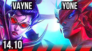 VAYNE vs YONE (TOP) | 6 solo kills, Dominating | EUW Diamond | 14.10