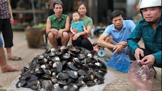 Caught a giant mussel and brought it to the market to sell | Cooking dishes from mussels