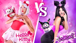 Wednesday Addams và Enid! Hello Kitty vs Kuromi! Pokémon Ngoài đời Thật!