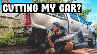 POOR MANS 4X4 HILUX BUILD EP9: Cutting The Hilux? Tub Chop!