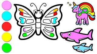 Draw and paint colorful Butterfly and two happy friends step by step | Art tips for kids | Toddlers