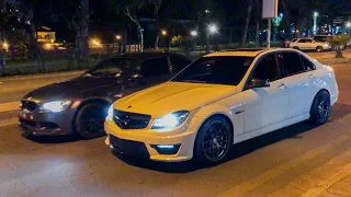 Mercedes C63 AMG vs BMW M3 Street Racing!