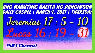 ANG MABUTING BALITA NG PANGINOON | MARCH 4, 2021 | DAILY GOSPEL | ANG SALITA NG DIYOS | FSMJ CHANNEL