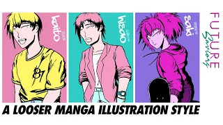 Sketchy style manga character portraits