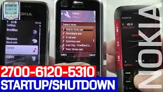 Nokia 6120, 5310 & 2700 Mobile Phones - Startup,  Nokia Ringtone & Shutdown.