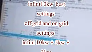 Solar Inverter infini 10 kw Best Settings with ongrid or off grid