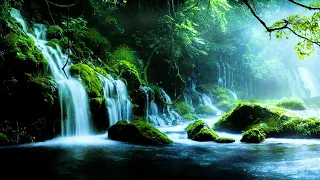 Escape Stress With Calming Waterfall Sounds & Ambient Music 4K Video.