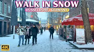 [-3ºC] Snowfall Walk 4k ☃️ | Snow in Germany 2024 🇩🇪 (Düsseldorf) [With Captions]