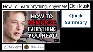 How To Learn Anything, Anywhere - Elon Musk - Summary