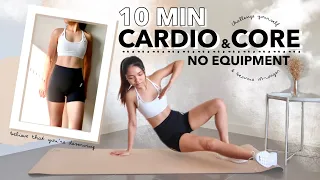 10 MIN CARDIO & CORE (Full Body Fat Burn HIIT) | No Equipment ~ Jacey Yaw