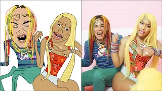 POP DRAWING MEME #111 | 6IX9INE & NICKI MINAJ - FEFE | Ruby Fun