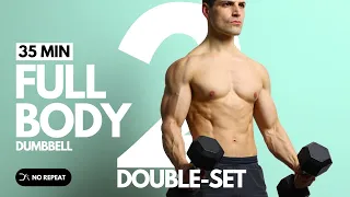 35 Min INTENSE FULL BODY  DUMBBELL Workout | Controlled & Faster Sets + ABS | NO Jump | No Repeat