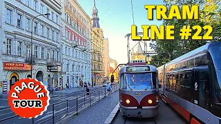 #Tram  line  22 (Hellichova-Štěpánská)Walking tour of Prague, Czech Republic.