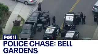 Police chase: Authorities in pursuit of vehicle in Bell Gardens area