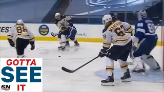 GOTTA SEE IT: Bruins' Big Line Steals To Set Up Marchand Game-Winner