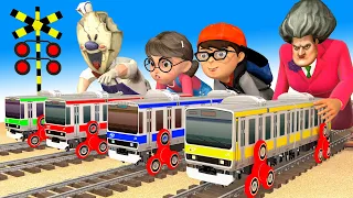 【踏切アニメ】あぶない電車 TRAIN Vs THOMAS AND SCARY TEACHER 3D🚦 Fumikiri 3D Railroad Crossing Animation #Train