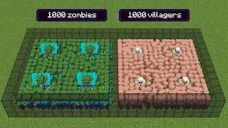 1000 zombies vs 1000 villagers (but villagers can attack)