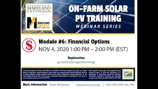 On-Farm Solar Webinar Series: #6 Solar Financial Options