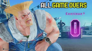 STREET FIGHTER 6 - ALL GAME OVERS / CONTINUE - ALL COUNTDOWNS IN STREET FIGHTER 6