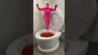 PINK MONSTER JUMPING HIGH into Worlds Largest Toilet with HUGE SPLASH #shorts