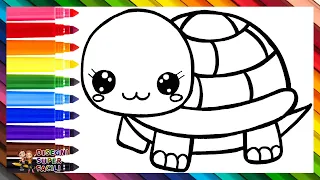 Come Disegnare una Tartaruga 🐢 Disegnare e Colorare una Tartaruga 🌊🌈 Disegni per Bambini