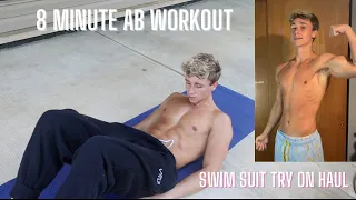 8 Minute Home AB Workout | Swim Suit Try On Haul | Tanning Bed VS Self Tanning