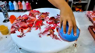 Easy BALLOON Technique to Make Unique Abstract Art ~ Fall Inspired Colors ~ Acrylic Pouring