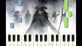 piano tutorial "PIRATES OF THE CARIBBEAN: AT WORLD'S END" Main Theme, with free sheet music (pdf)