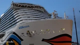 AIDAnova | historic ship launch of worlds 1st LNG powered cruise ship at MEYER WERFT shipyard | 4K