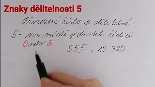 Znaky dělitelnosti 5, kdy je číslo dělitelné pěti