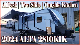 Two Slides and Outside Kitchen 2024 Alta 2810KIK Rear Kitchen Travel Trailer By East To West RV