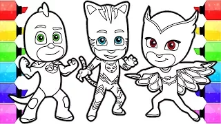 PJ MASKS Coloring Pages | How to Draw and Color Catboy, Gekko and Owlette PJ Masks Coloring Book