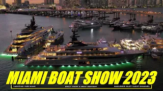 MIAMI BOAT SHOW | ISLAND GARDENS MARINA | 2 LURSSEN  SUPER-YACHTS | DRONE | KISMET AND AHPO 2023