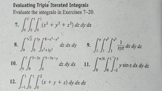 Evaluating Triple Iterated Integral || Thomas Calculus || Exercise 15.5 (Q7-Q14)