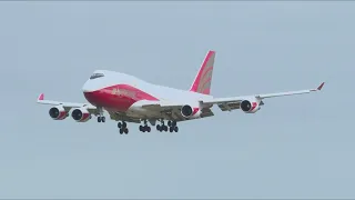 National Airlines Boeing 747-400 Freighter landing at Christchurch Airport