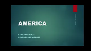 AMERICA BY CLAUDE MCKAY SUMMARY AND ANALYSIS