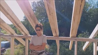 Building And Installing Rafters On Our Off Grid Post And Beam Building.