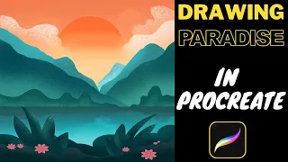 Paradise - How To Draw Easy Landscape|| Procreate Tutorial || #Shorts​ (#shorts)(#easy)