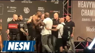 Derrick Lewis violently shoves Frances Ngannou at UFC 226 weigh-ins