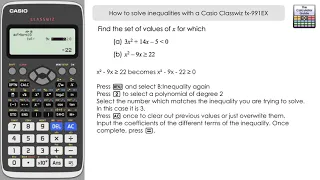 How To Solve Inequalities On A Casio Classwiz fx-991EX | fx-570EX Calculator (Inc. Discriminant)