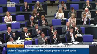 Bundestag: Schlussrunde zum Haushaltsgesetz 2017 am 09.09.2016