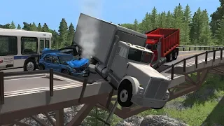 Collapsing Bridge Pileup Crashes 6 | BeamNG.drive
